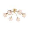Dar Lighting - Izzy 6 Light Semi-Flush Polished Gold & Champagne Dimpled Glass