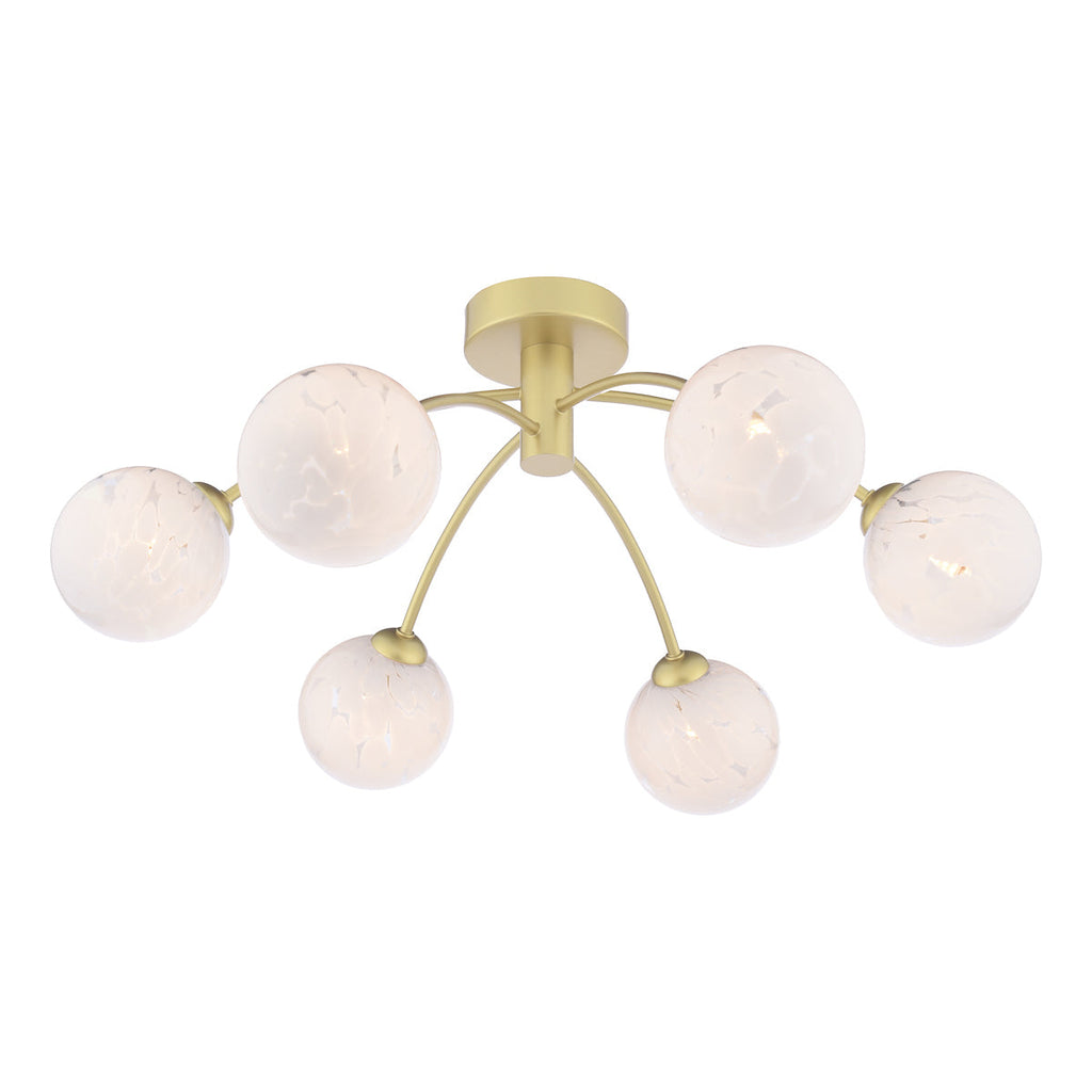Dar Lighting - Izzy 6 Light Semi-Flush Polished Gold & Confetti Glass