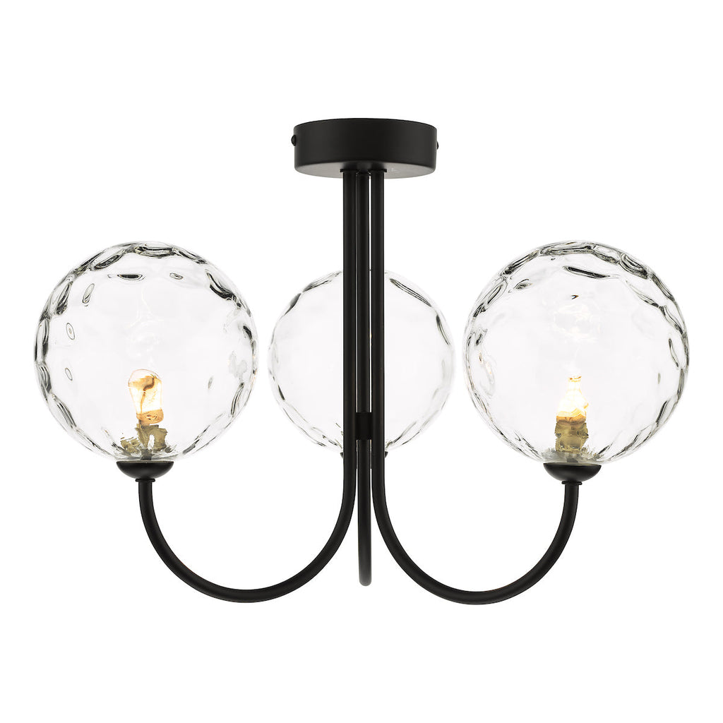dar-lighting-Jared-3-Light-Semi-Flush-Matt-Black-Clear-Dimpled-Glass