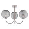 Dar Lighting - Jared 3 Light Semi-Flush Satin Nickel and Smoked Dimpled Glass