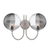 Dar Lighting - Jared 2 Light Wall Light Satin Nickel & Smoked/Clear Ribbed Glass