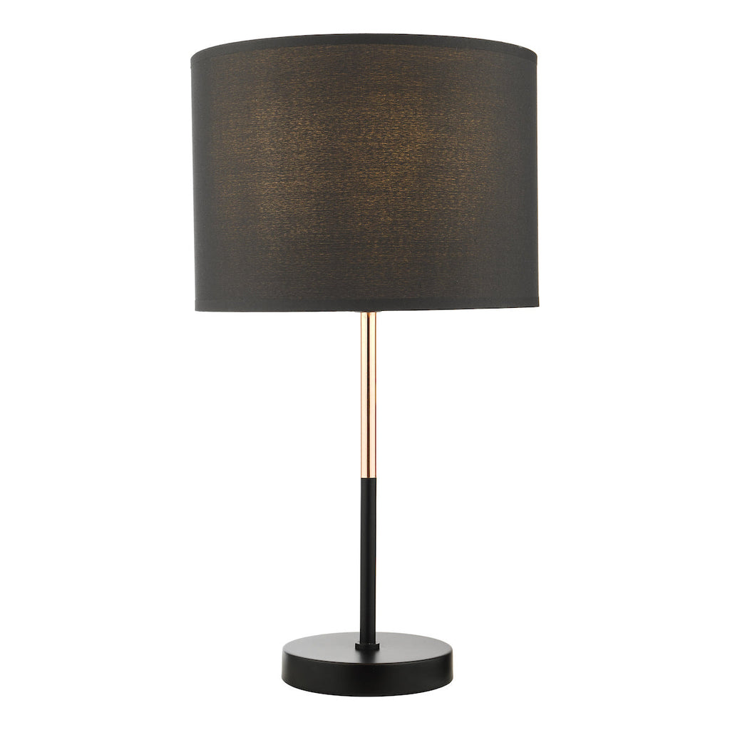 Dar Lighting - Kelso Table Lamp Matt Black Polished Copper With Shade