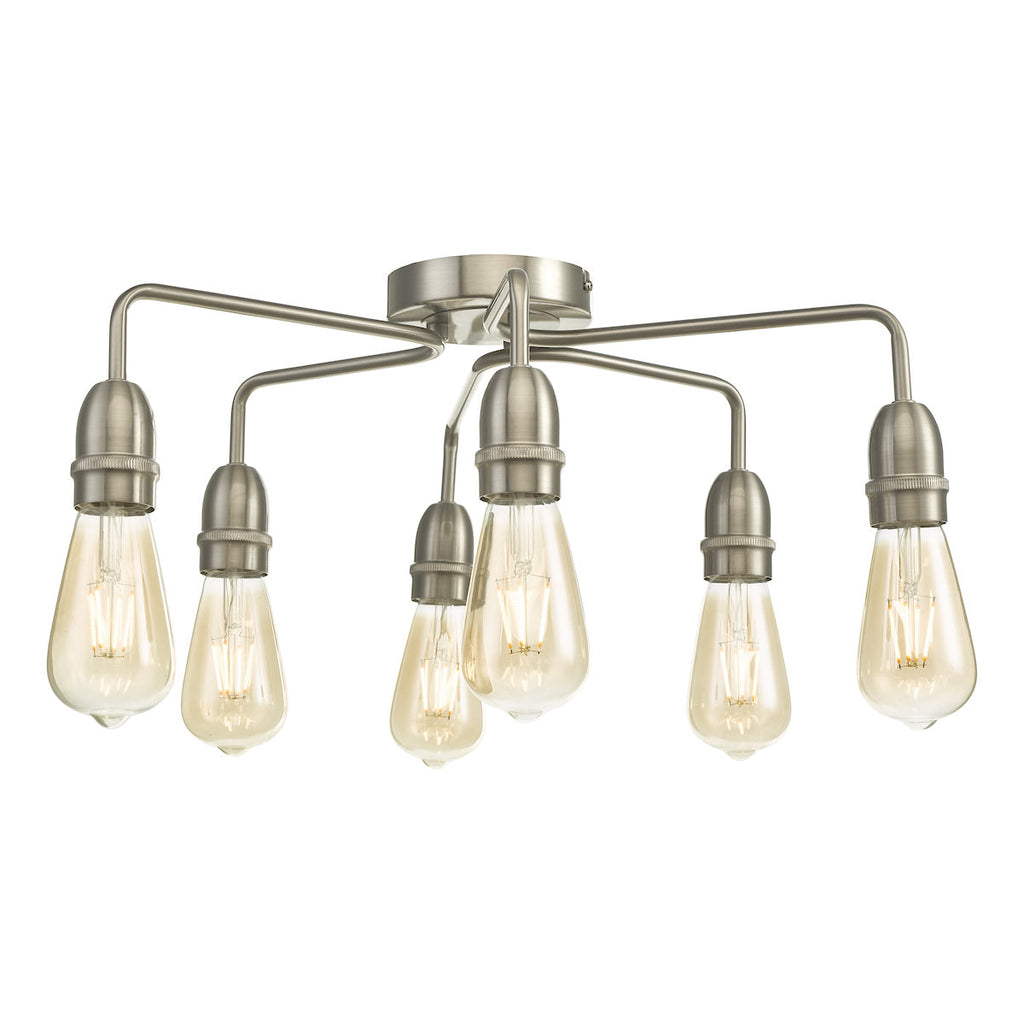 Dar Lighting -  Kiefer 6 Light Flush Satin Chrome