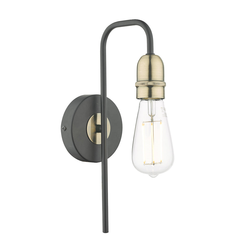Dar Lighting -  Kiefer Wall Light Black & Antique Brass
