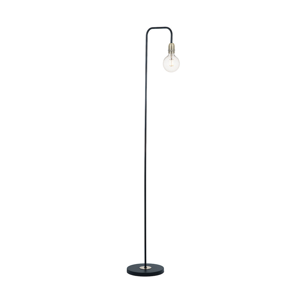 Dar Lighting -  Kiefer Floor Lamp Black & Antique Brass