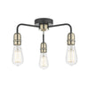 Dar Lighting -  Kiefer 3 Light Flush Black & Antique Brass