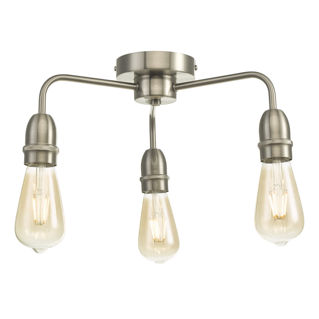 Dar Lighting -  Kiefer 3 Light Flush Satin Chrome