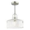 Dar Lighting - Lenka Pendant Satin Nickel and Ribbed Glass