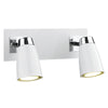 Loft 2 Light Low Energy Spot Switch Polished Chrome & Matt White by Dar Lighting