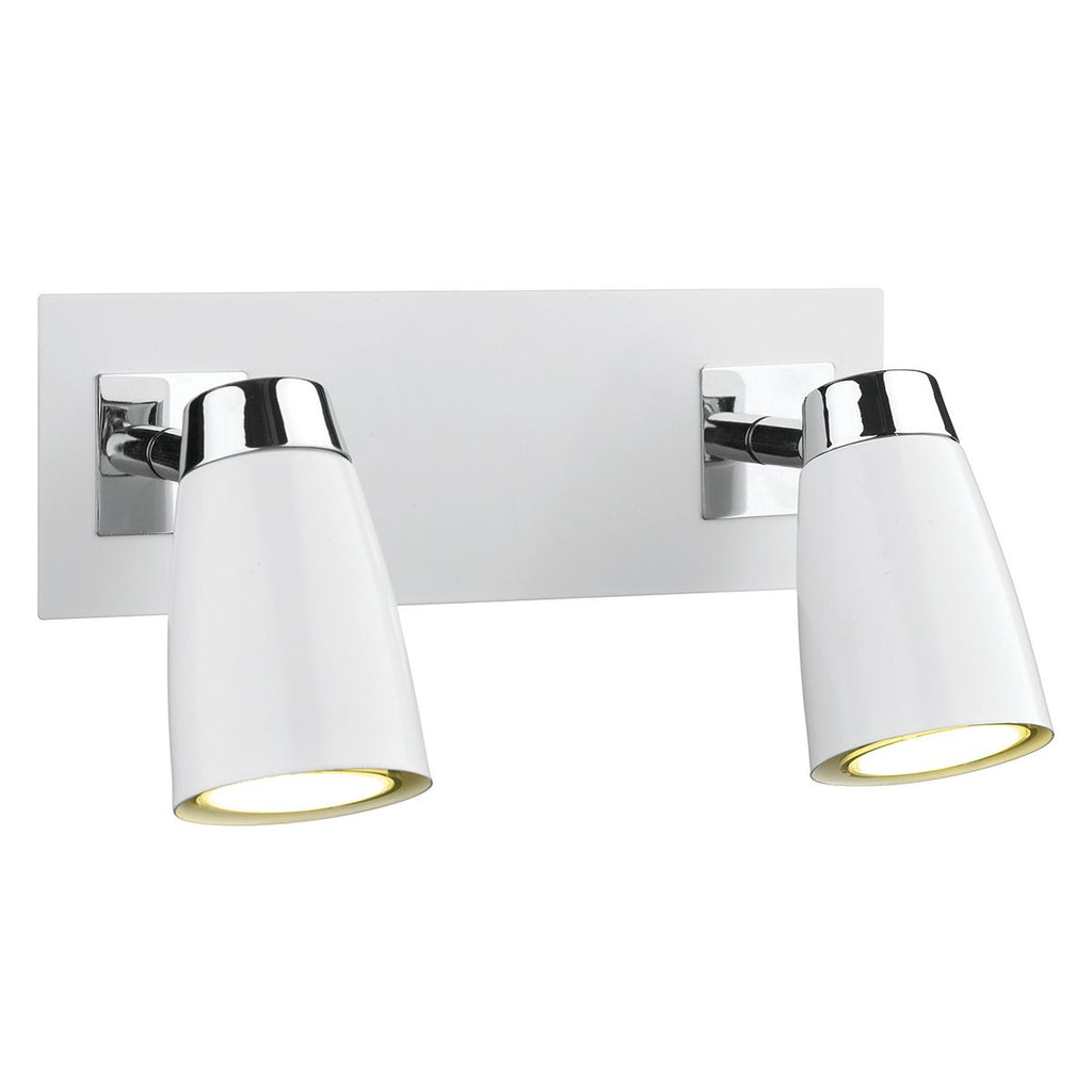 Loft 2 Light Low Energy Spot Switch Polished Chrome & Matt White by Dar Lighting