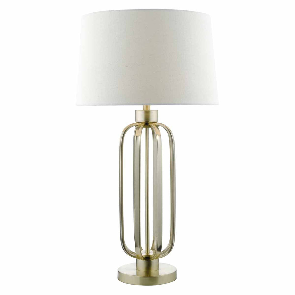 Lucie Table Lamp Satin Brass complete with Shade by Dar Lighting