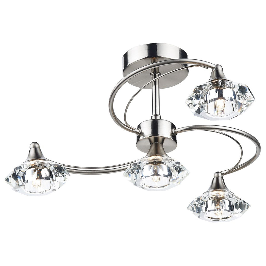 Luther 4 Light Semi Flush complete with Crystal Glass Satin Chrome by Dar Lighting