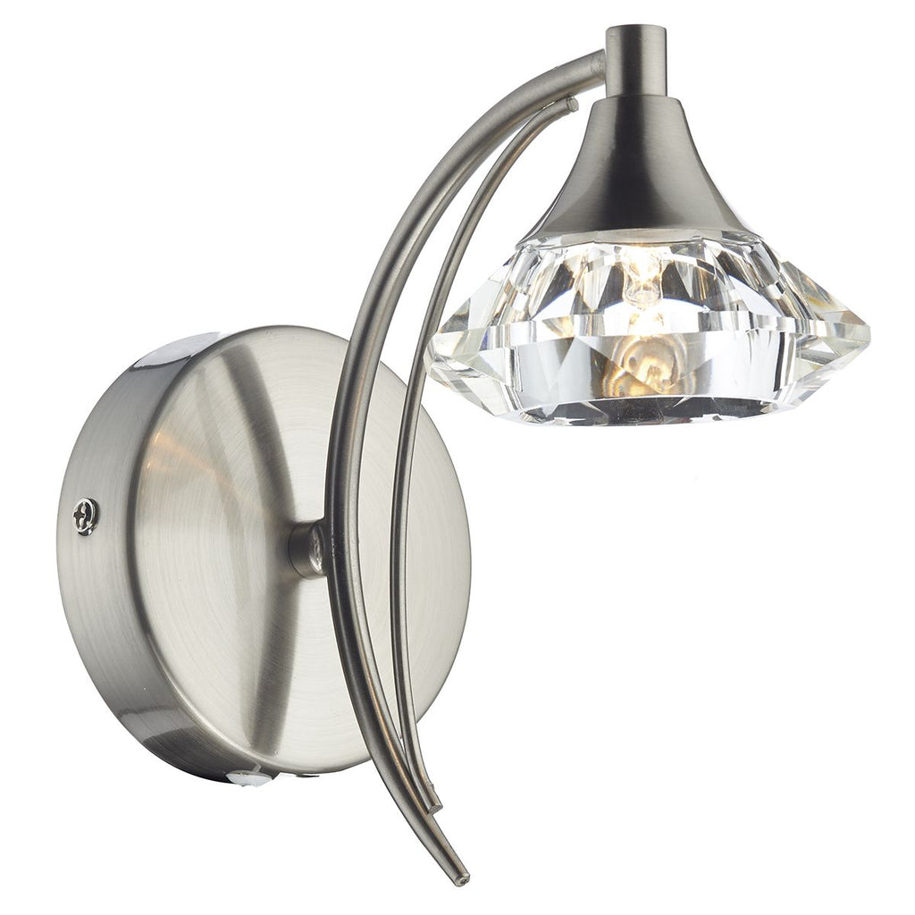 Luther Single Wall Light complete with Crystal Glass Satin Chrome by Dar Lighting