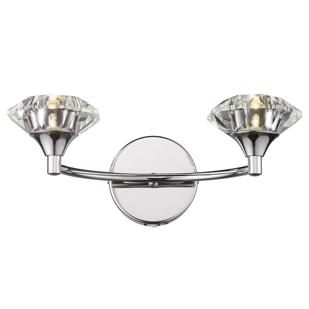 Luther Double Wall Light complete with Crystal Glass Polished Chrome by Dar Lighting