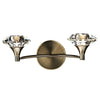 Luther Double Wall Light complete with Crystal Glass Antique Brass by Dar Lighting