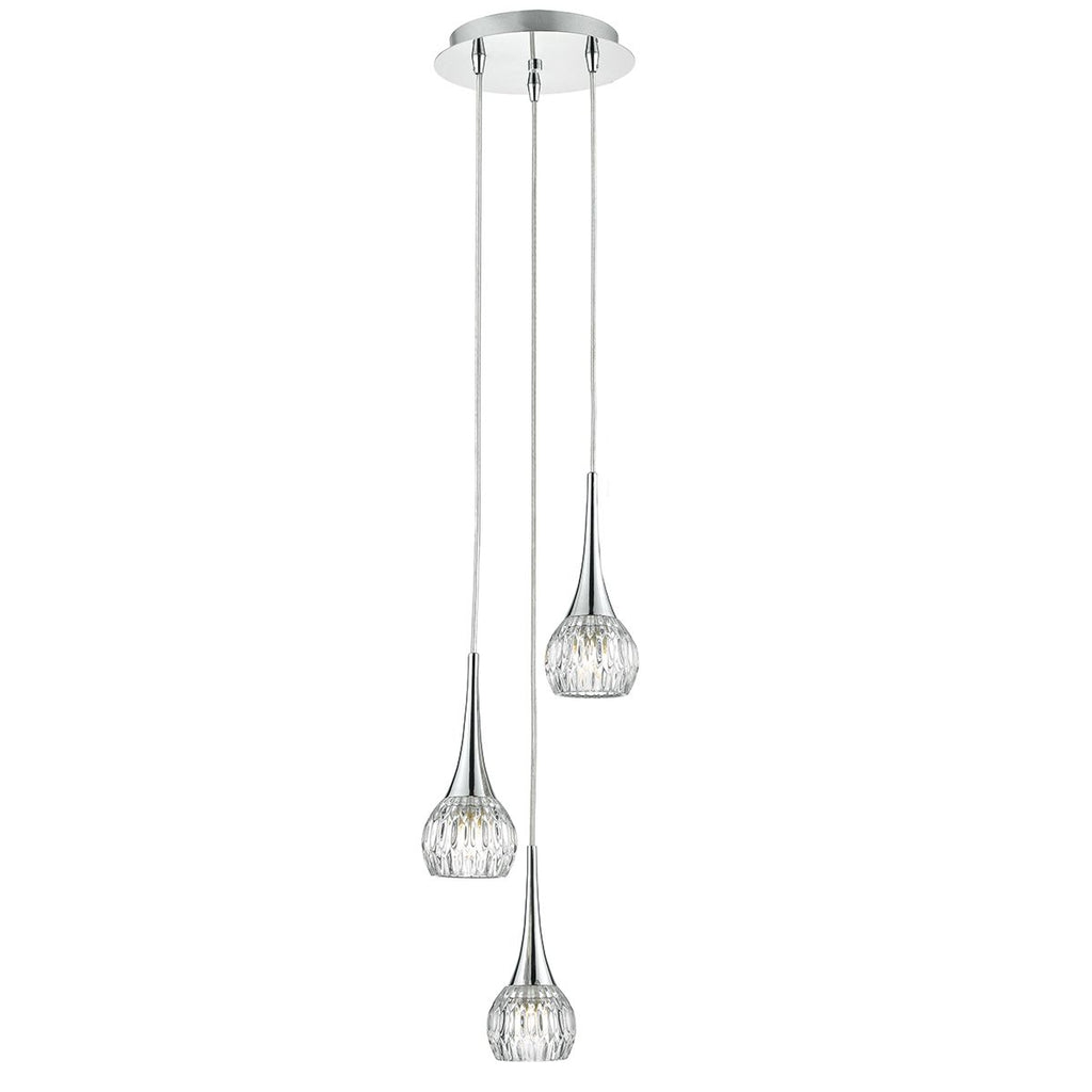 Lyall 3 Light Spiral Polished Chrome & Decorative Glass by Dar Lighting