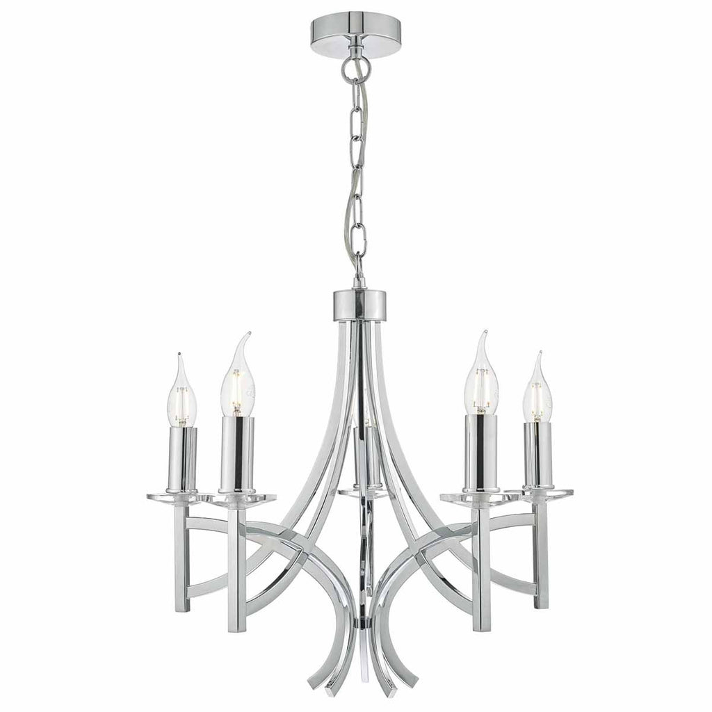 Lyon 5lt Pendant Polished Chrome & Crystal by Dar Lighting