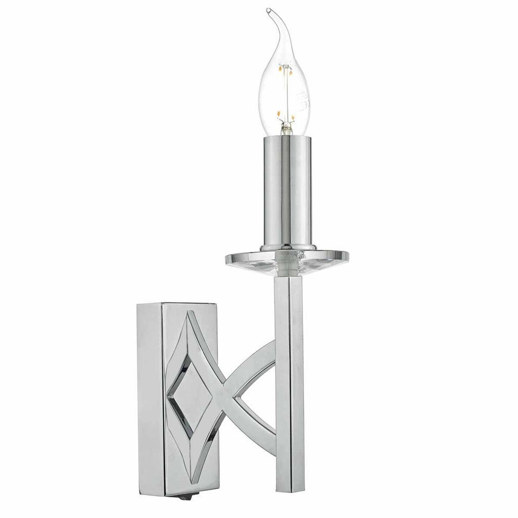 Lyon 1lt Wall Light Polished Chrome & Crystal by Dar Lighting
