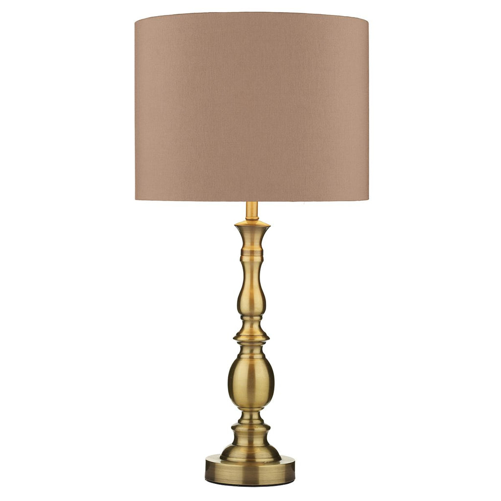 Madrid Ball Table Lamp Antique Brass complete with Shade by Dar Lighting