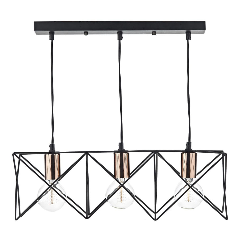 Midi 3 Light Bar Pendant Black by Dar Lighting