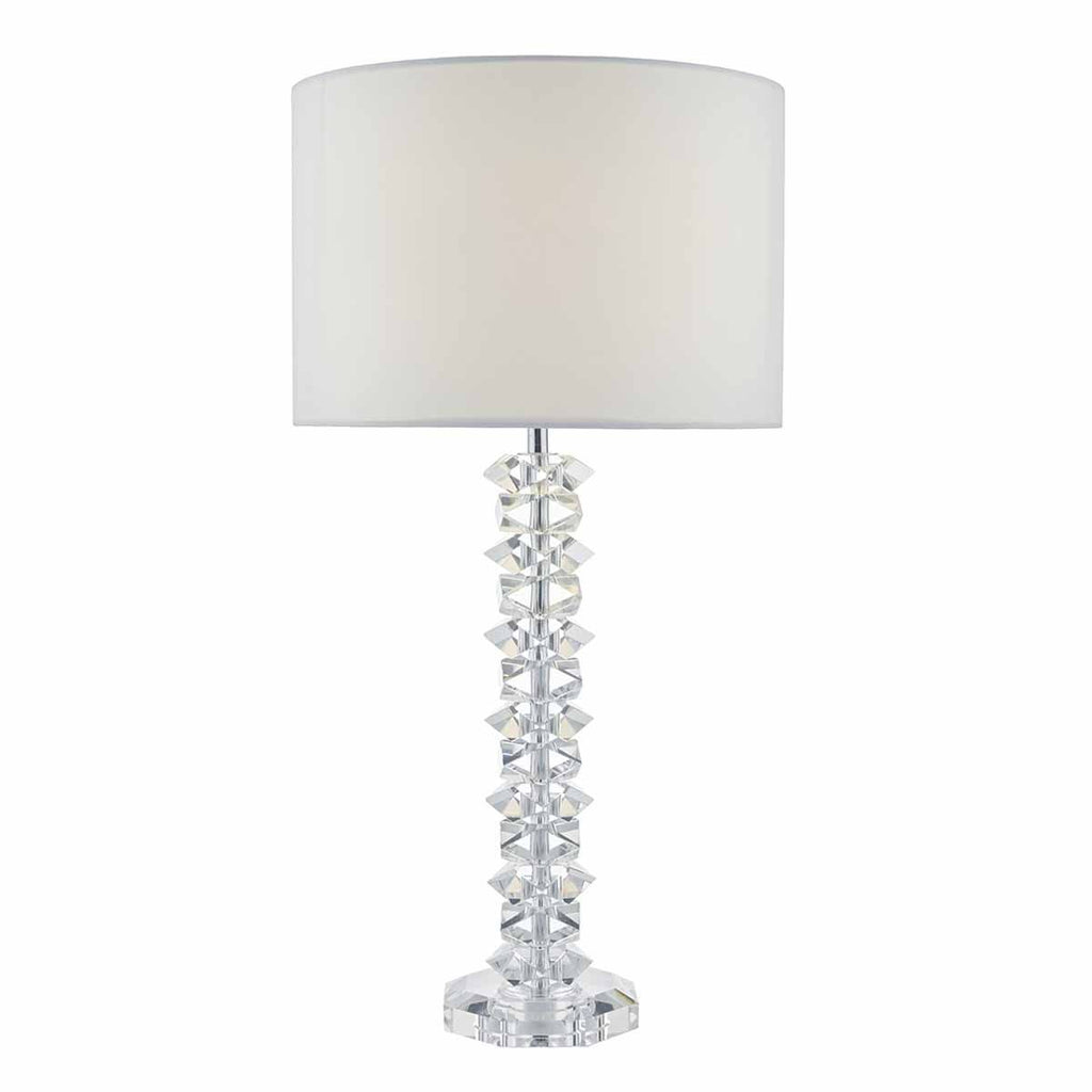 Mina Table Lamp Polished Chrome & Crystal C/W Cream Cotton Shade by Dar Lighting