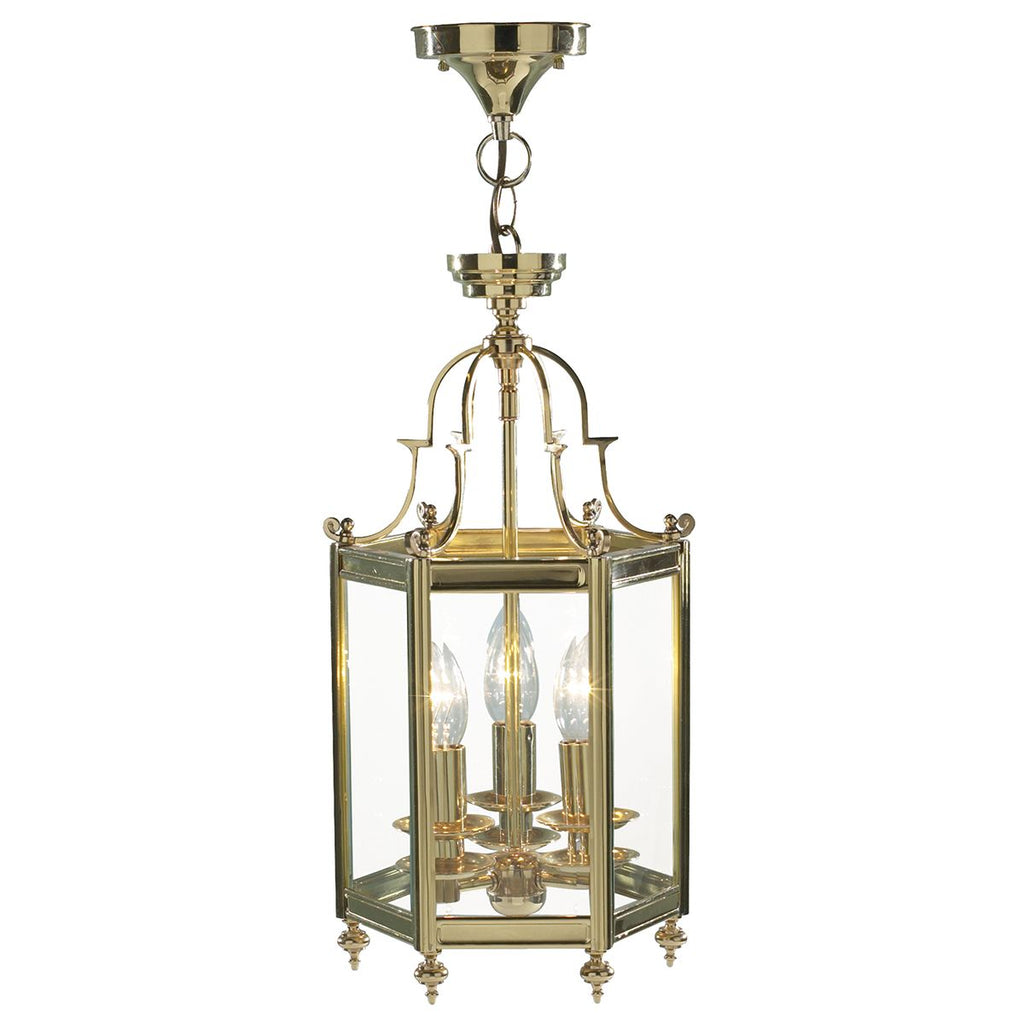 Moorgate Hexagonal Hall Lantern Dual Mount Polished Brass by Dar Lighting