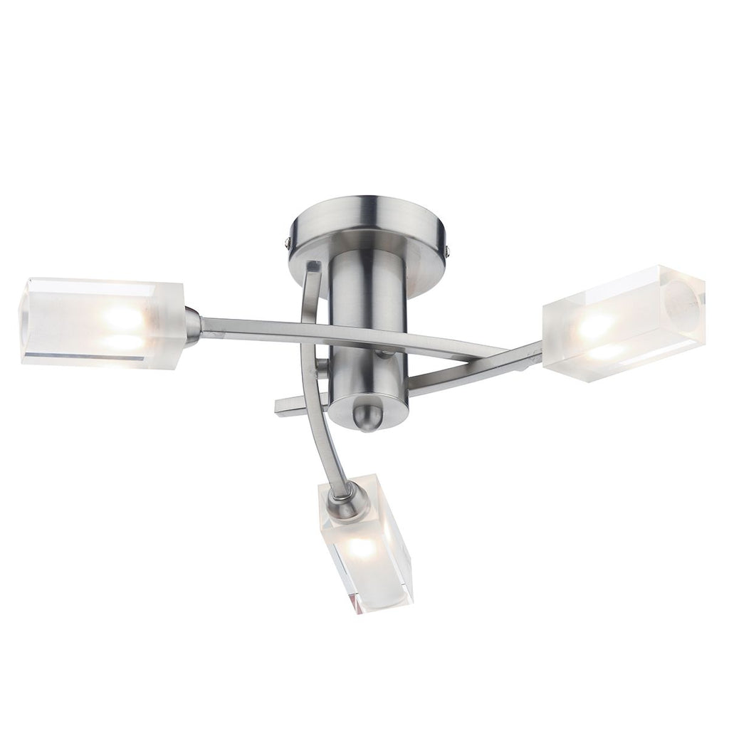Morgan 3 Light Semi Flush Satin Chrome by Dar Lighting