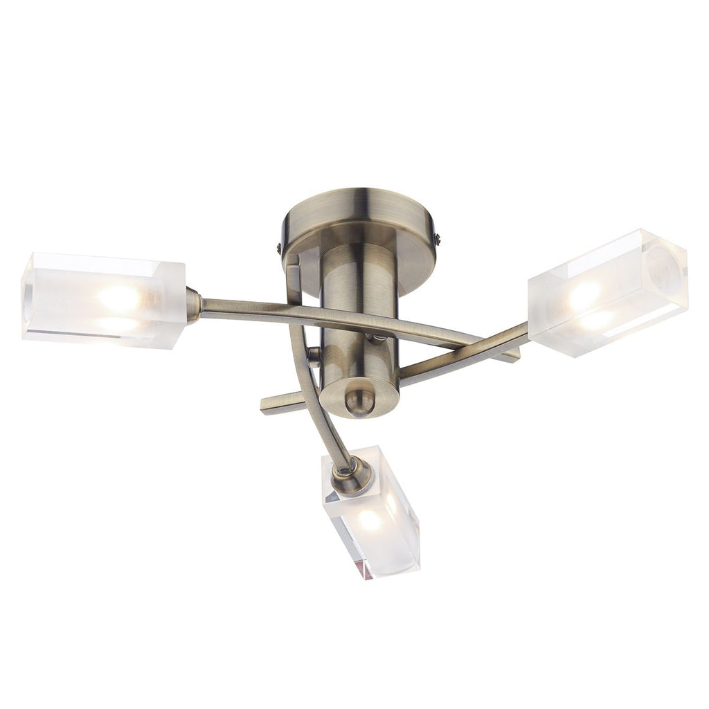 Morgan 3 Light Semi Flush Antique Brass by Dar Lighting