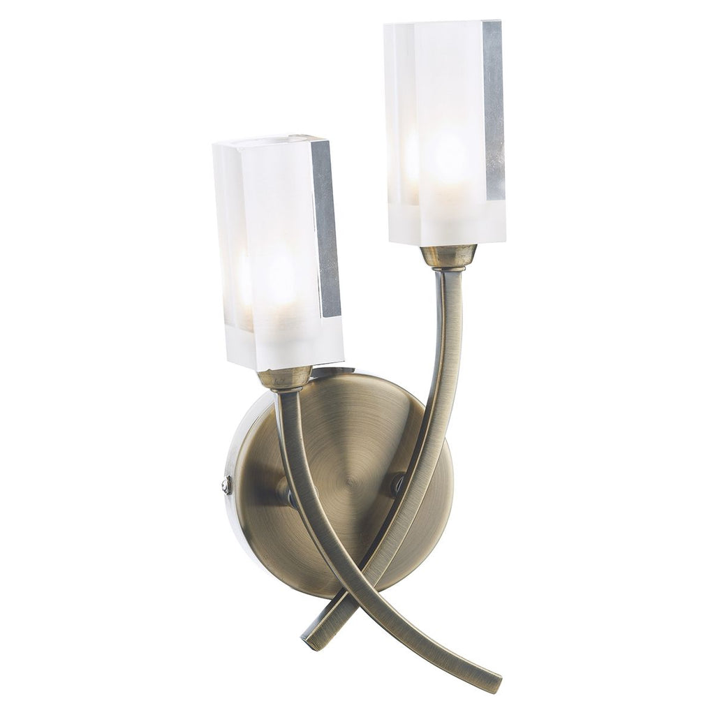 Morgan Double Wall Light Antique Brass by Dar Lighting