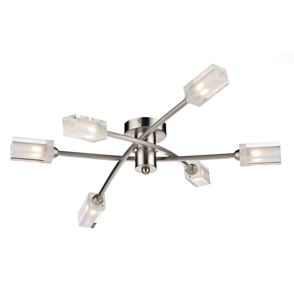 Morgan 6 Light Semi Flush Satin Chrome by Dar Lighting