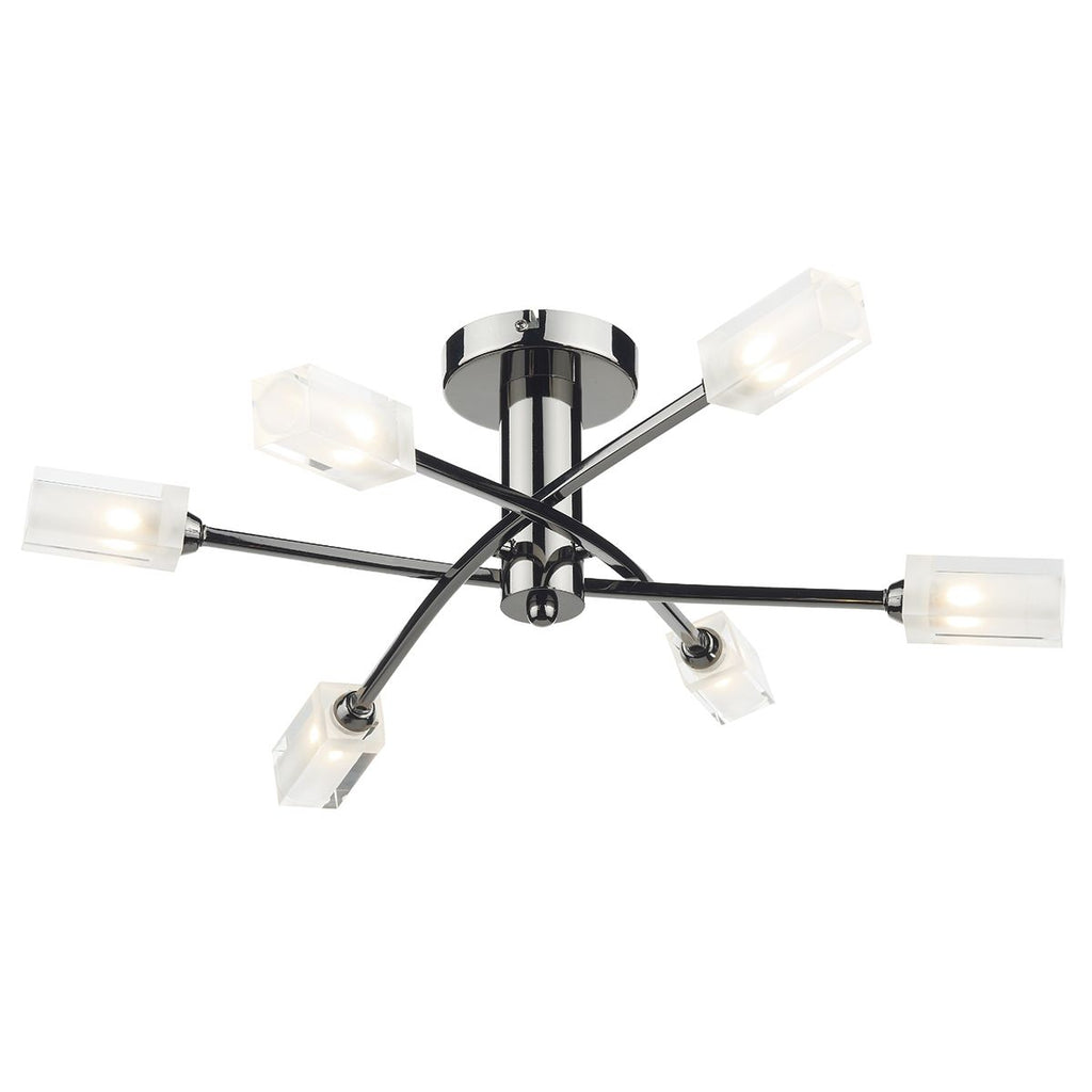 Morgan 6 Light Semi Flush Black Chrome by Dar Lighting