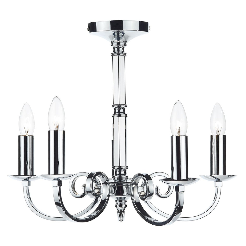 Murray 5 Light Dual Mount Pendant Polished Chrome by Dar Lighting