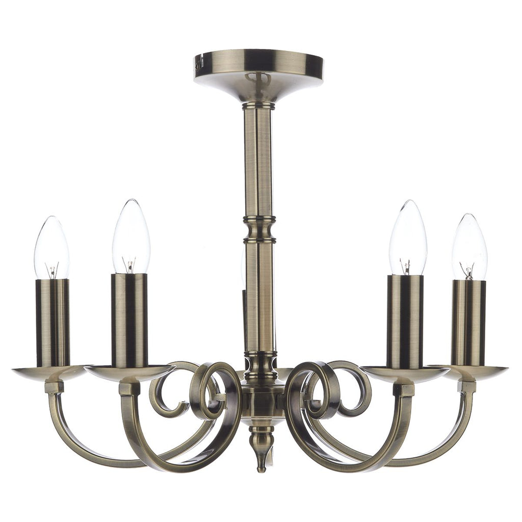 Murray 5 Light Dual Mount Pendant Antique Brass by Dar Lighting