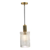 dar-lighting-Nikolas Pendant Natural Solid Brass Ribbed Cylinder Glass
