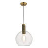 dar-lighting-Nikolas Pendant Natural Solid Brass Round Clear Glass