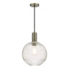 dar-lighting-Nikolas Pendant Antique Chrome Ribbed Round Glass