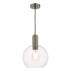 dar-lighting-Nikolas Pendant Antique Chrome Round Clear Glass