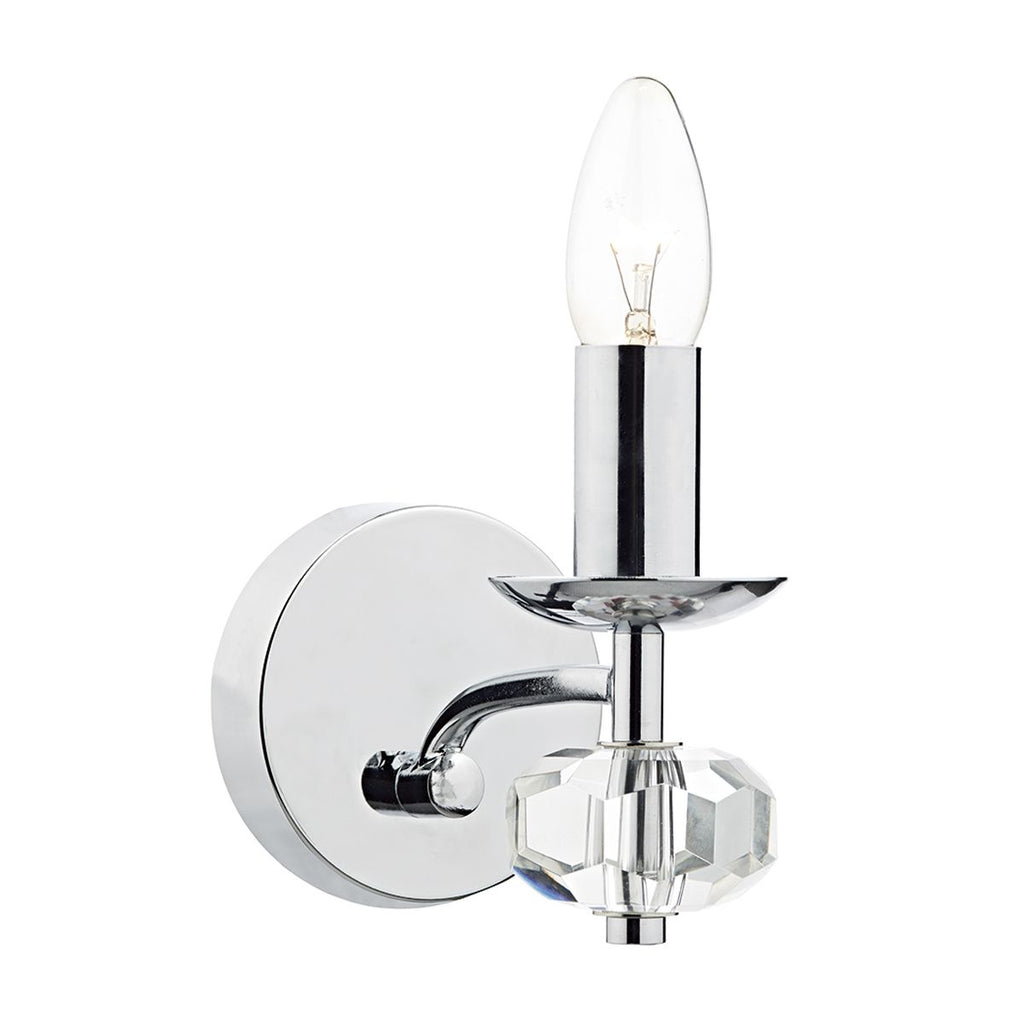 Oleana Single Wall Light Polished Chrome Crystal by Dar Lighting