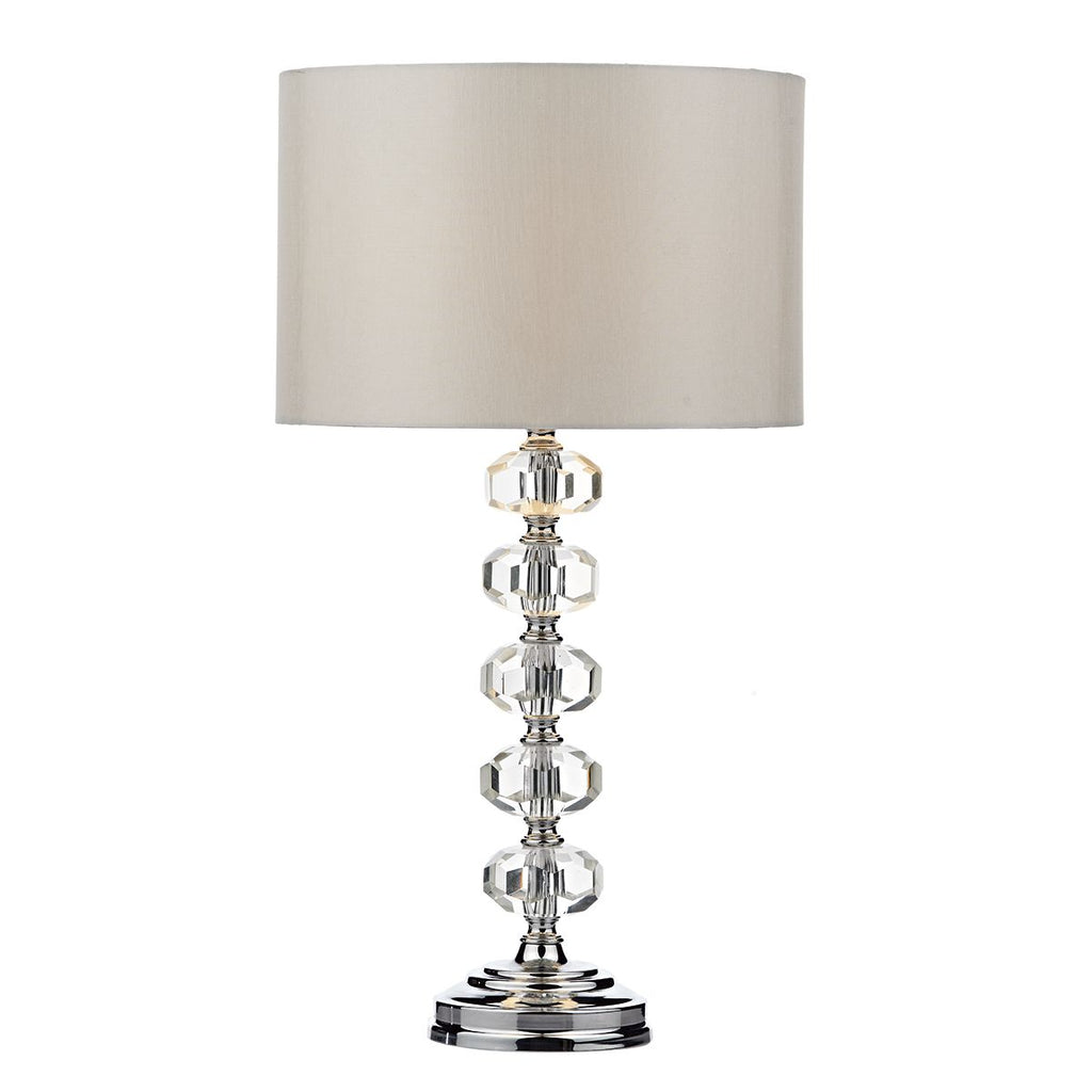 Oleana Table Lamp Polished Chrome Crystal complete with Shade by Dar Lighting