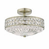 Olona 3L Light Semi Flush Antique Brass Crystal Beads and Glass Diffuser by Dar Lighting