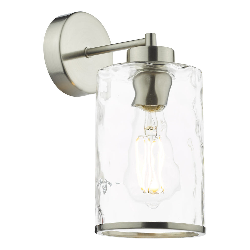 Dar Lighting - Olsen Wall Light Satin Chrome and Glass
