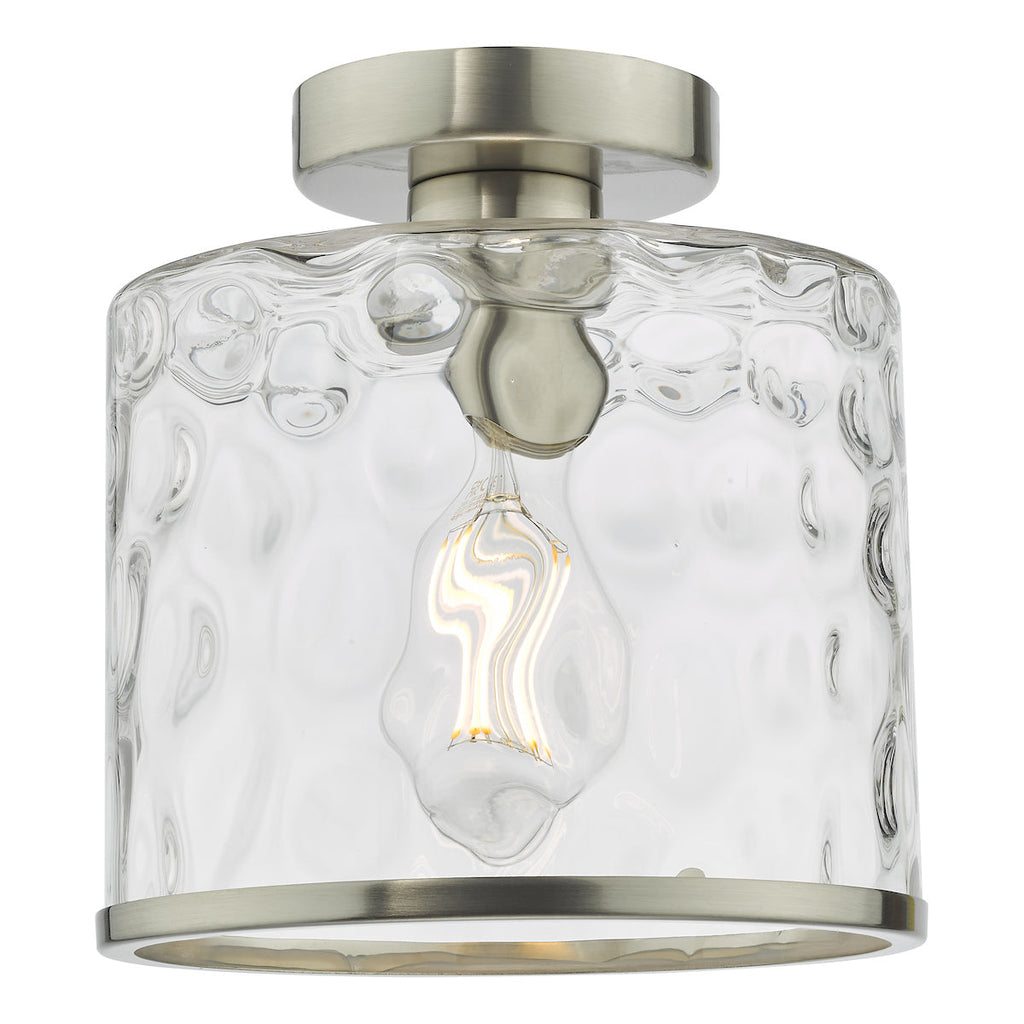 Dar Lighting - Olsen Semi-Flush Satin Chrome and Glass