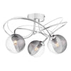Dar Lighting - Onawa 3 Light Semi-Flush Polished Chrome & Smoked/Clear Ribbed Glass