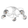 Dar Lighting - Onawa 5 Light Semi-Flush Polished Chrome & Smoked/Clear Ribbed Glass