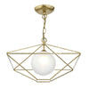 Orsini 1 Light Pendant Antique Gold Opal Glass Shade by Dar Lighting