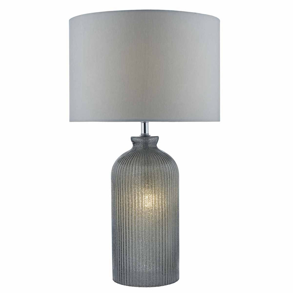 Pamplona Table Lamp Grey C/W Grey Faux Silk Shade by Dar Lighting