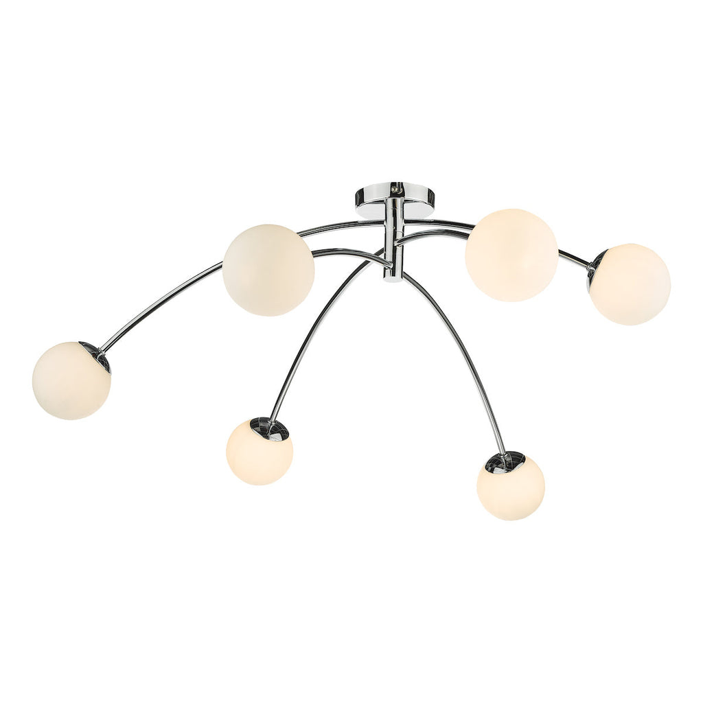 Puglia 6lt Semi Flush Polished Chrome & Opal Glass by Dar Lighting