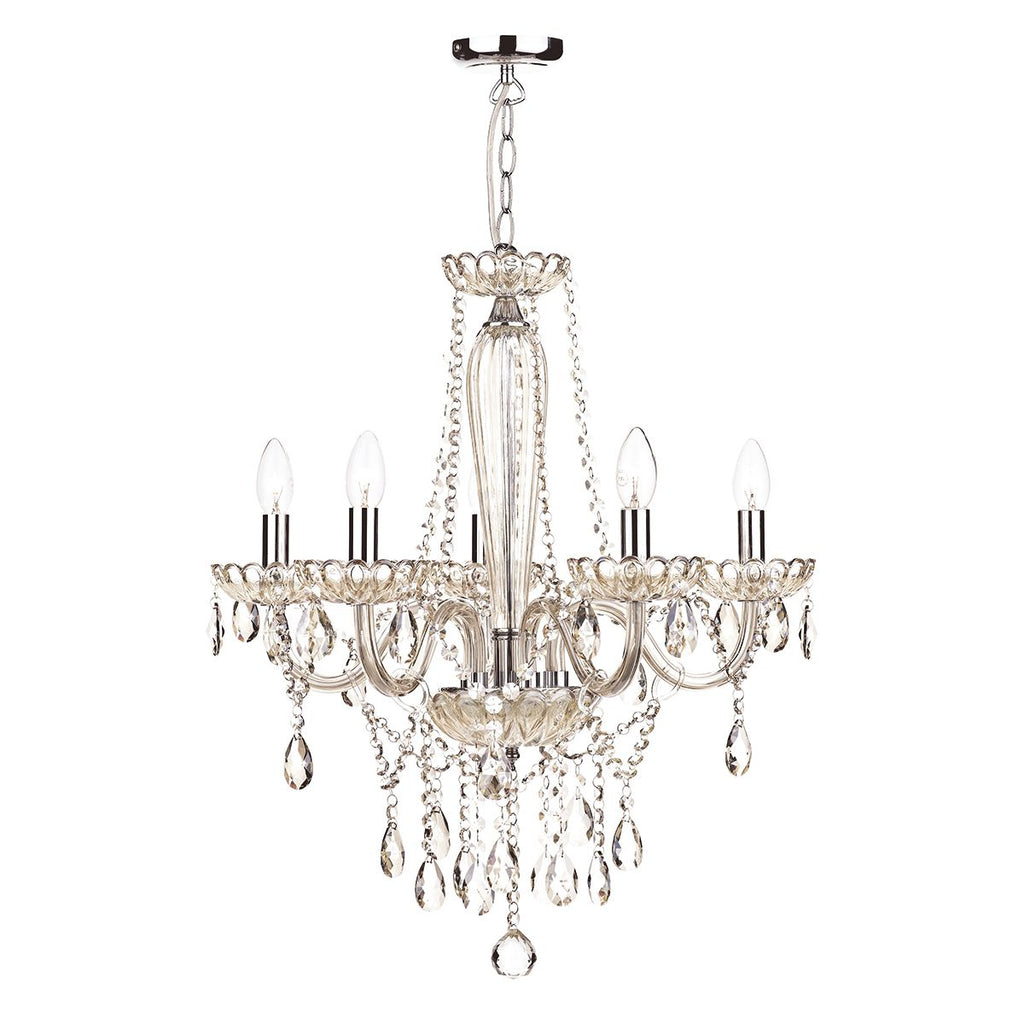 Raphael 5 Light Chandelier Champagne Crystal by Dar Lighting