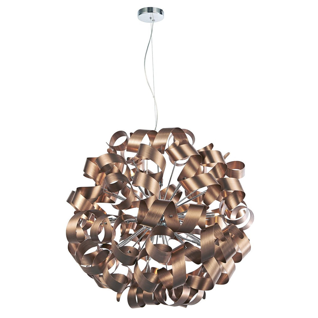 Rawley 12 Light Ribbon Pendant Brushed Copper by Dar Lighting