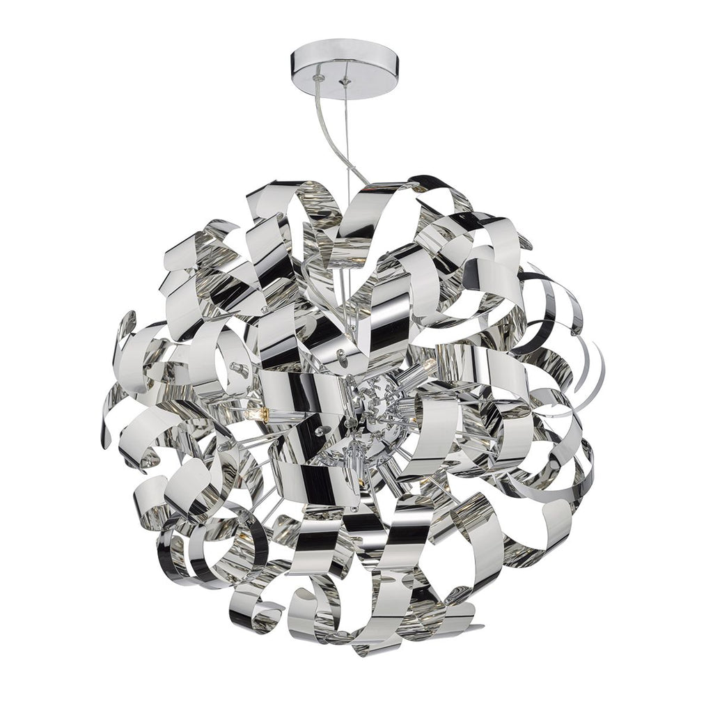 Rawley 9 Light G9 Pendant Polished Chrome Ribbons by Dar Lighting